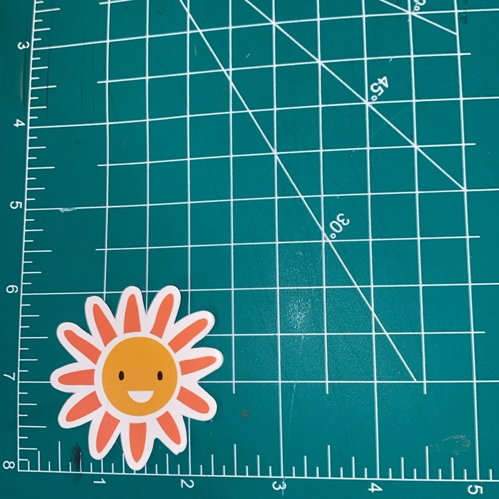 🌈20/$12🌈 Sunshine Smiley Sticker - Orange and Yellow - Picture 2 of 3